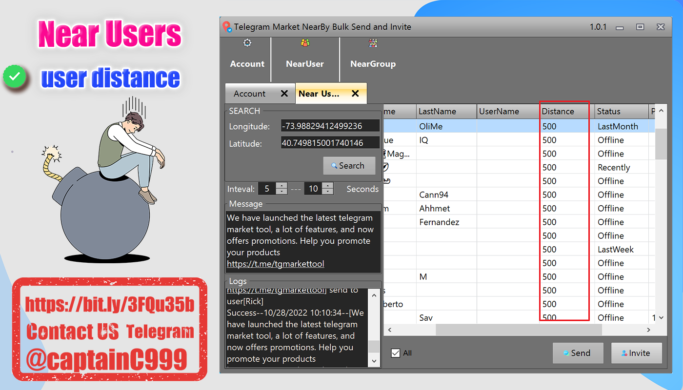 Telegram Nearby Bulk Send | Extract |Invite Pro