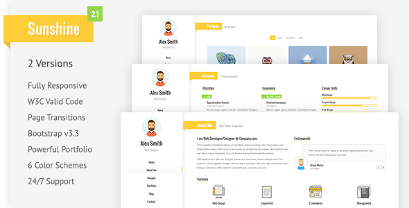 Sunshine - Resume/CV & vCard - Virtual Business Card Personal