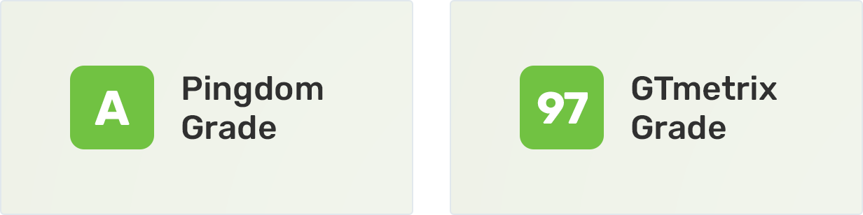 Perfetc Pingdom Grade and GTmetrix scores