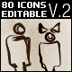 80 Hand Drawn Editable Icons V.2 - GraphicRiver Item for Sale