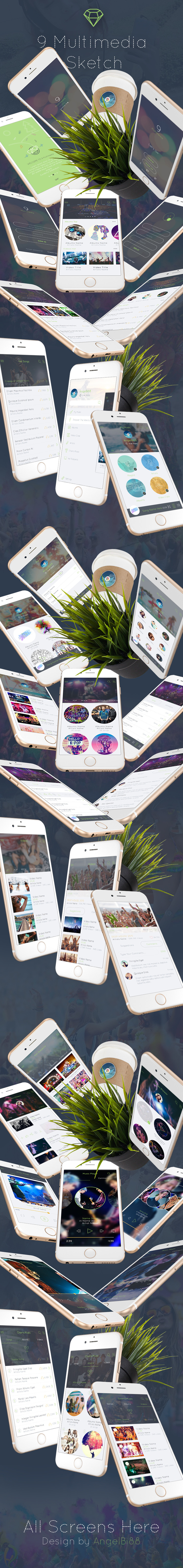 Multimedia App - Sketch Mobile UI Kit - 2