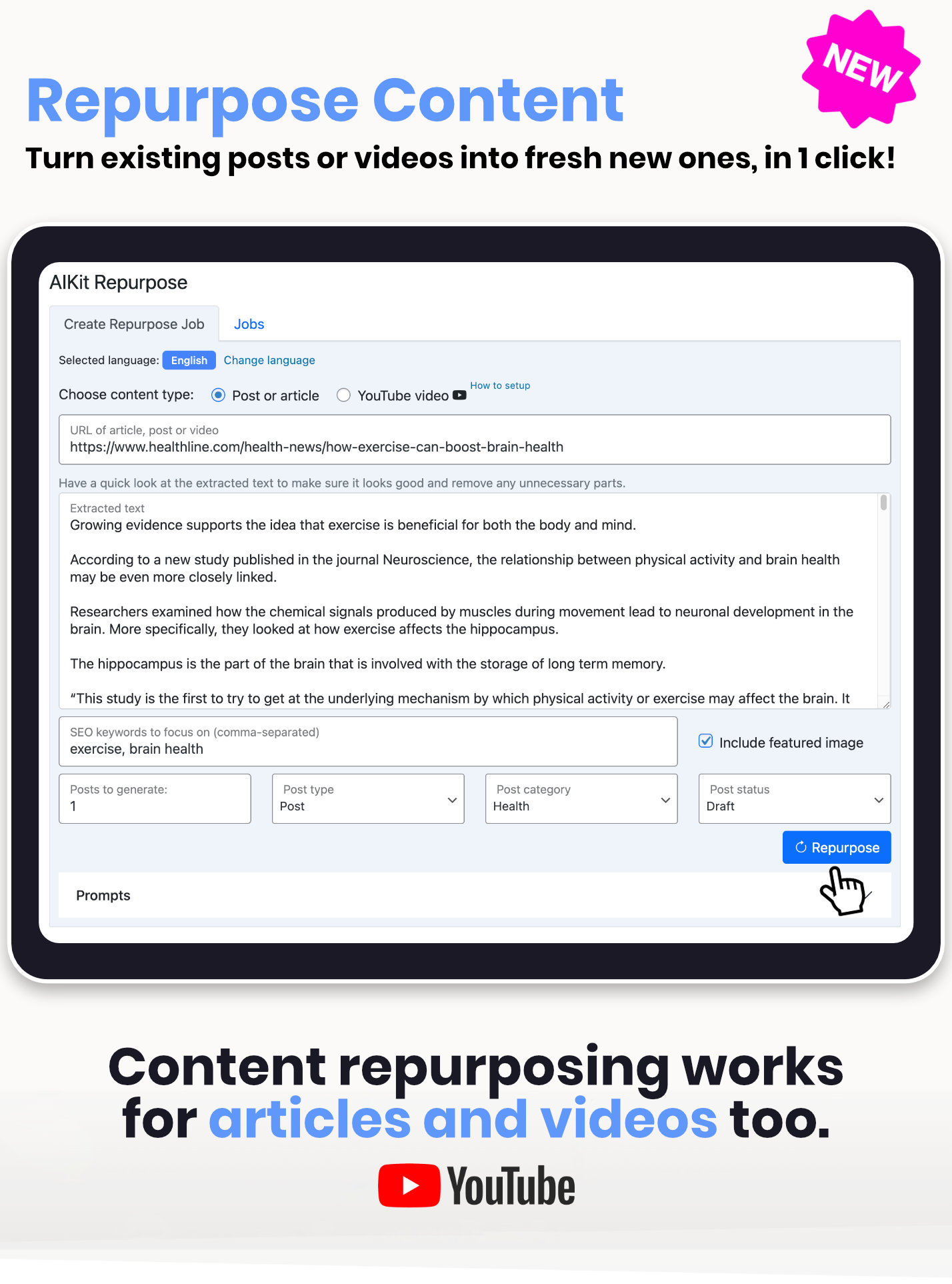 AIKit - WordPress AI Automatic Writer, Chatbot, Writing Assistant & Content Repurposer / OpenAI GPT - 4