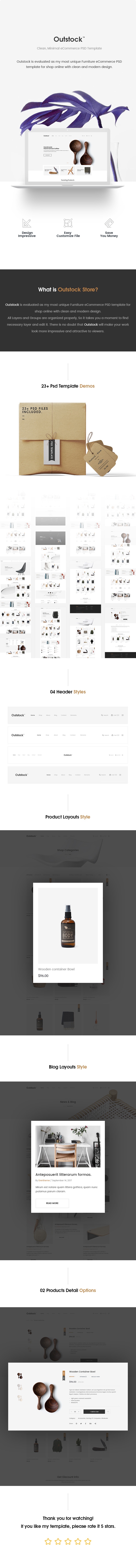 Outstock - Clean, Minimal eCommerce PSD Template - 2