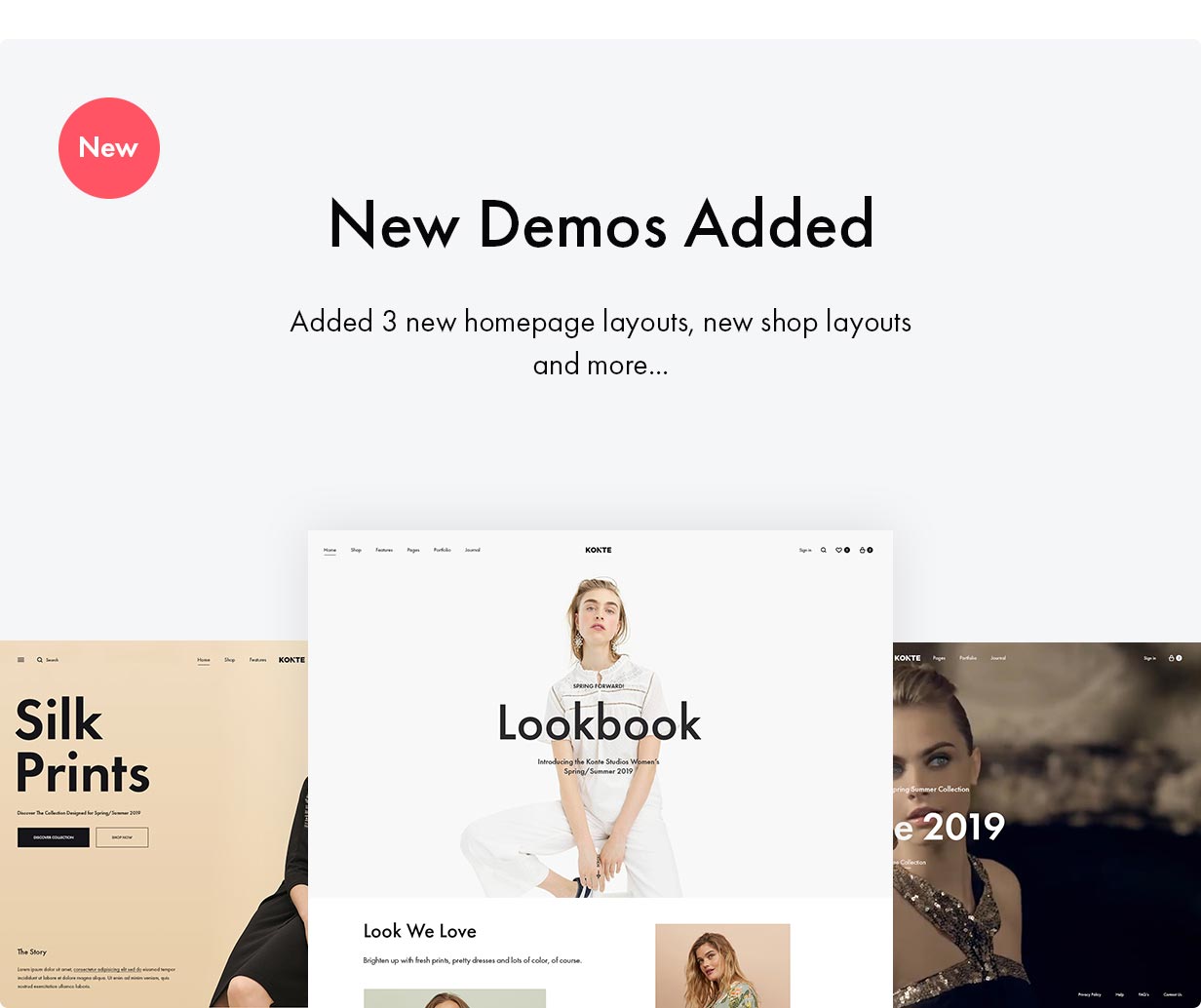 Konte WooCommerce theme - New demos added in version 2.0