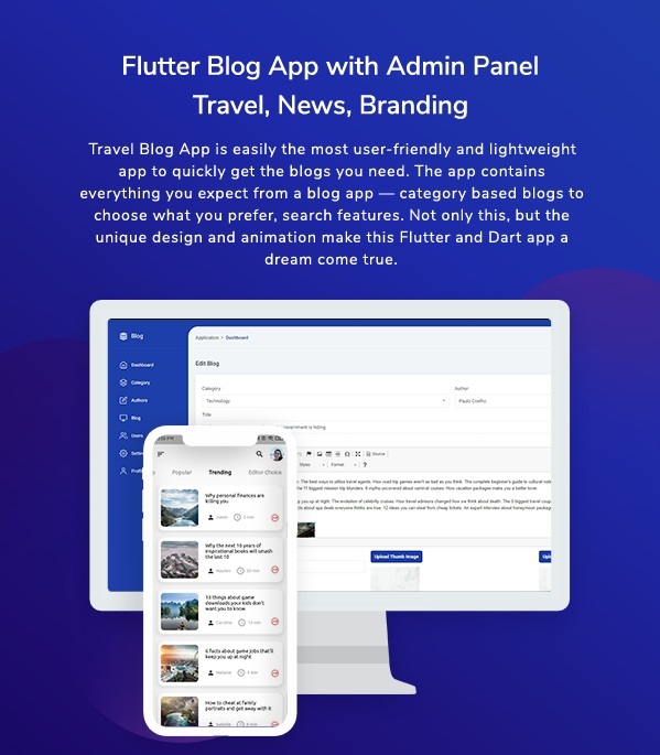 Flutter Blog App, News App - Travel, News, Branding App - 2