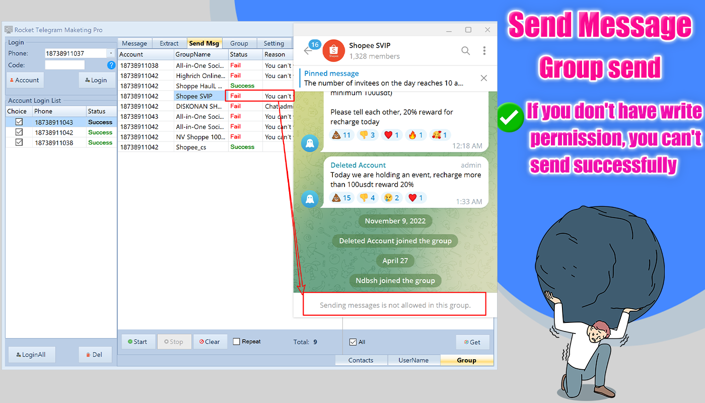 Telegram Marketing Tools-Scraper/Extract/Add/Search/Invite Member 3.3.8 #Telegram Group Bot #Telegram Invite Bot #Telegram Contact Importer