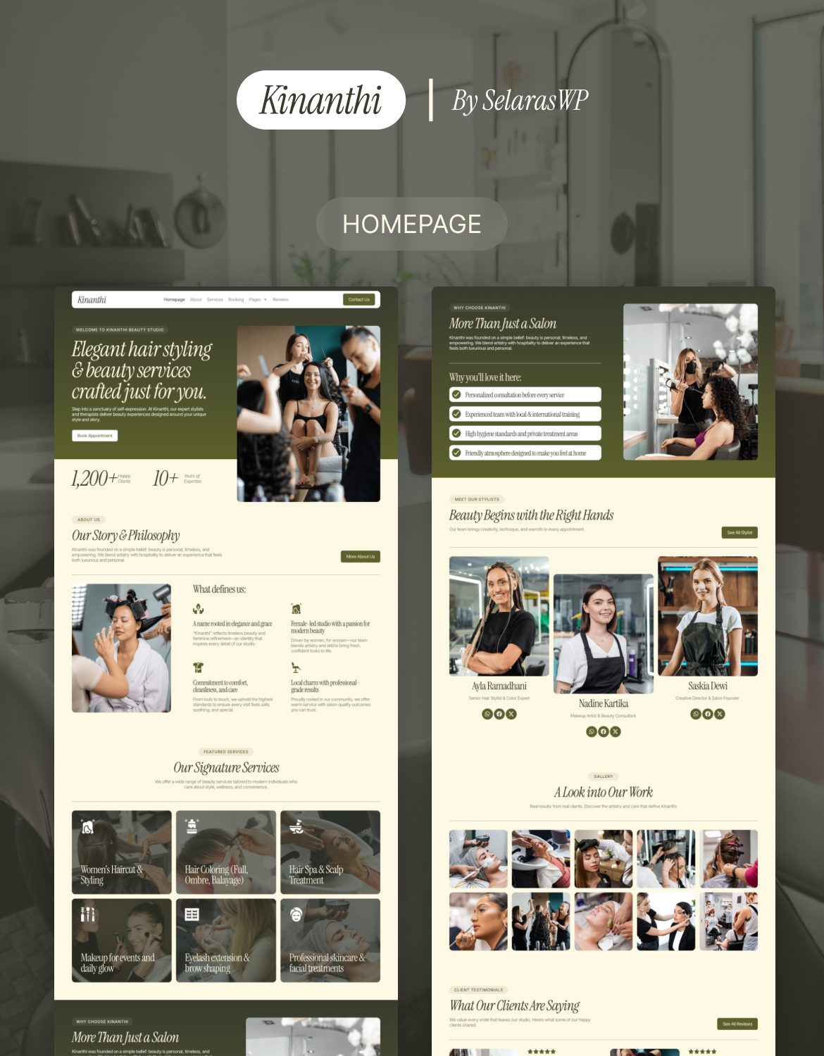 Kinanthi - Hair Stylist & Beauty Salon Elementor Template Kit - 1