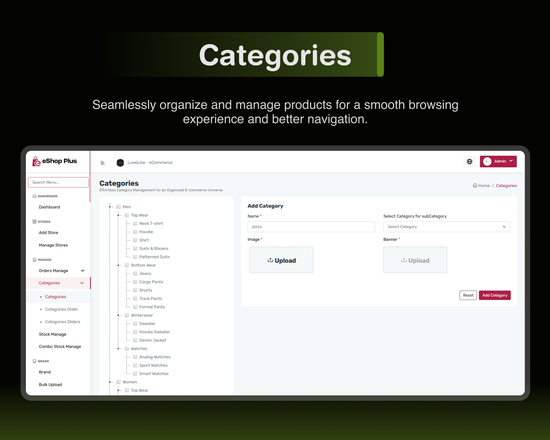 Categories - eShop Plus - Multi Vendor, Multi Store, Multi Currency | eCommerce CMS Website in Laravel & Livewire