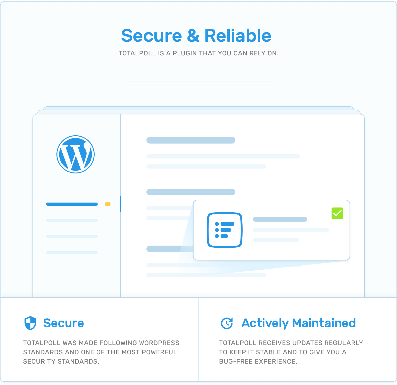 Security and active maintenance in TotalPoll WordPress poll plugin.