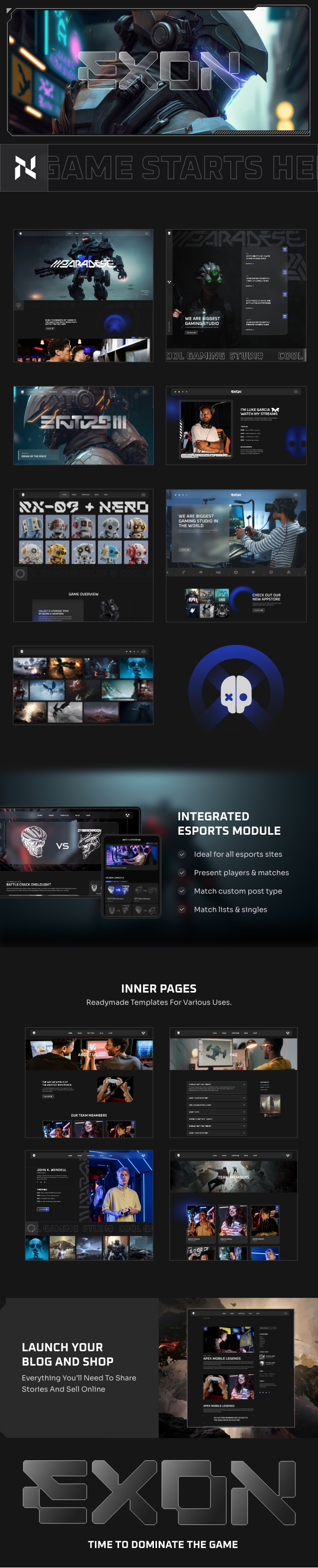Exon - Gaming and eSports WordPress Theme - 1