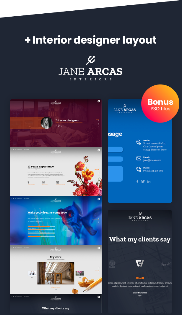 Arcas portfolio - Flat design Photoshop Template