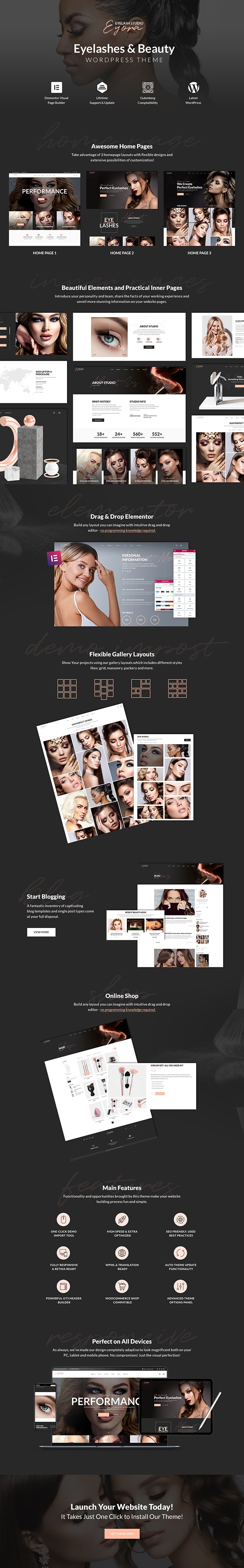 Eyora – Eyelash Extension & Lash Lift WordPress Theme - 1