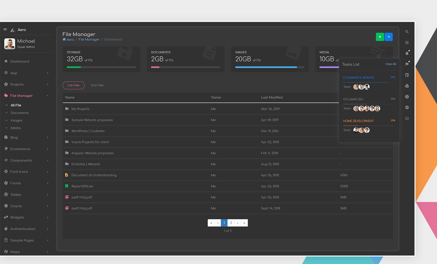 Aero Admin template