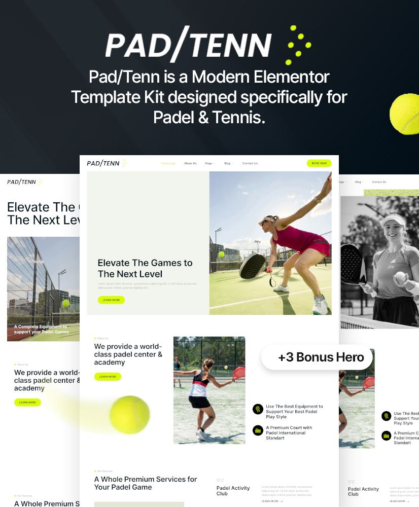 Padel & Tennis Elementor Template Kit