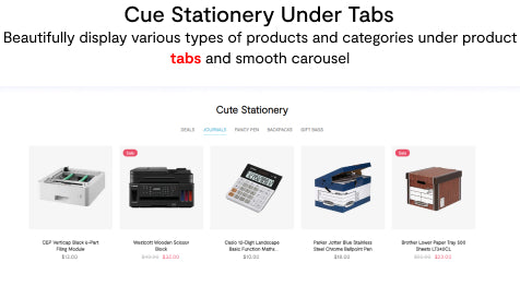 Cue stationery under tabs