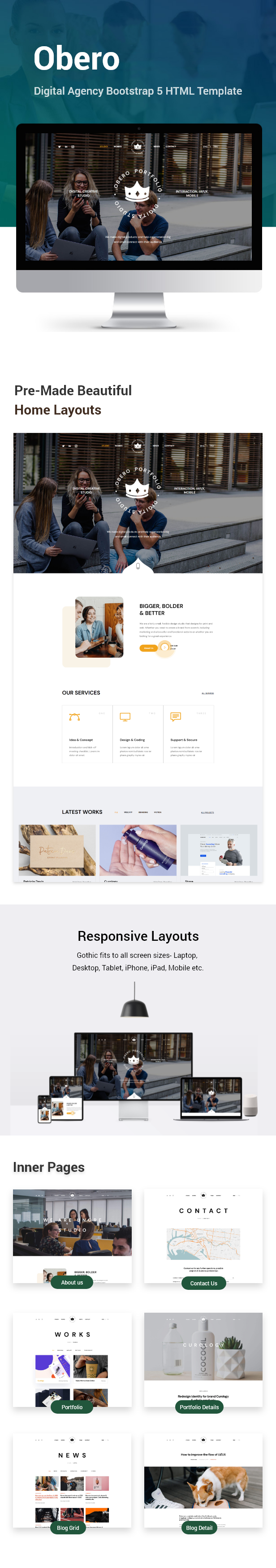 Obero - Digital Agency Bootstrap HTML Template - 1