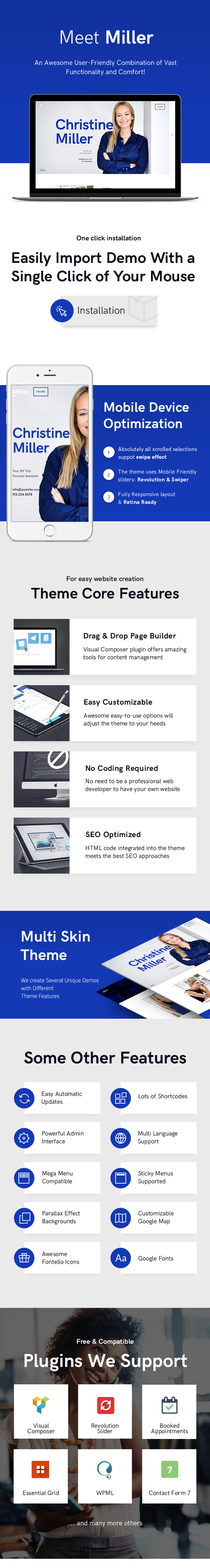 Personal Assistant & Administrative Services WordPress Theme features