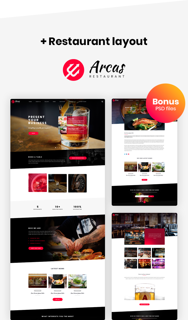 Arcas Restaurant - Flat design Photoshop Template
