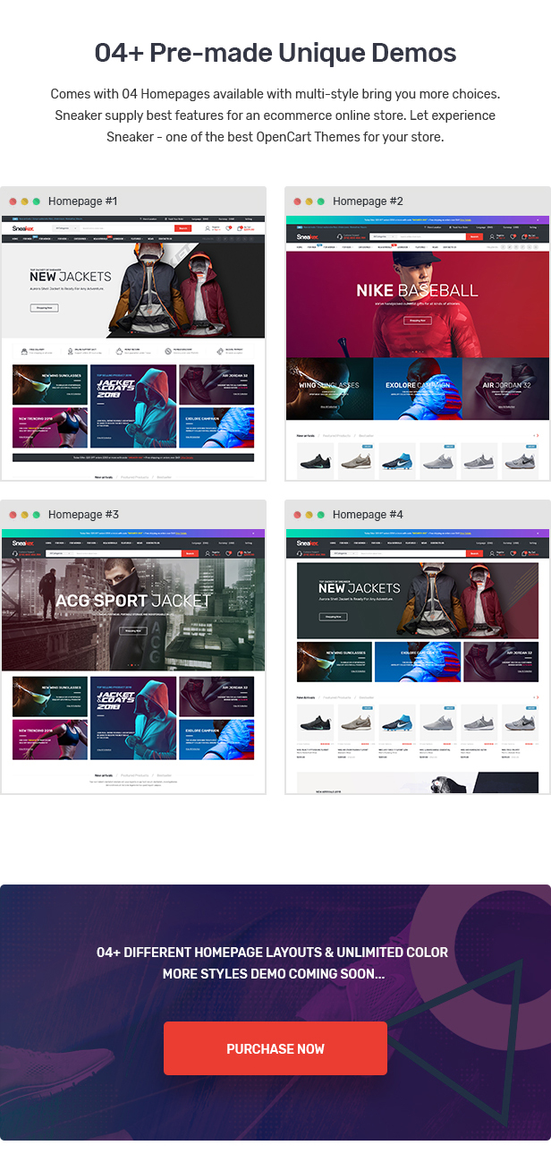 Sneaker - Shoes Responsive OpenCart Theme (Included Color Swatches)