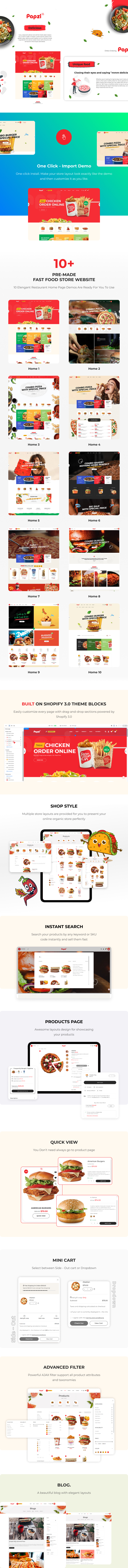 Papzi Fast Food Restaurant Shopify Theme OS 3.0 Preview