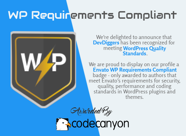 DevDiggers WP Requirements Compliant Badge
