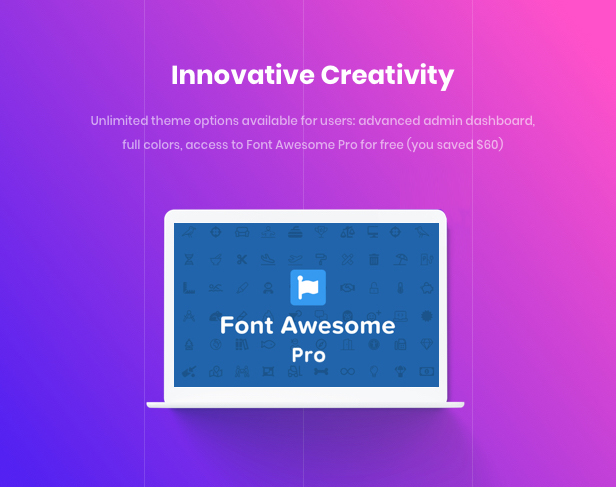 Tema WordPress de agência de negócios - Criatividade inovadora com Font Awesome Pro $ 60