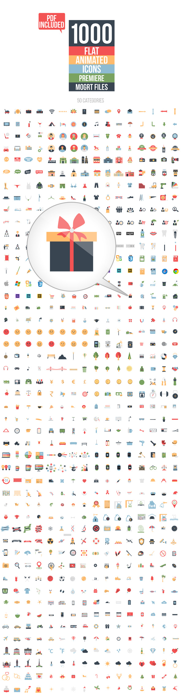 Flat Animated Icons Library Essential Graphics | Mogrt - 9