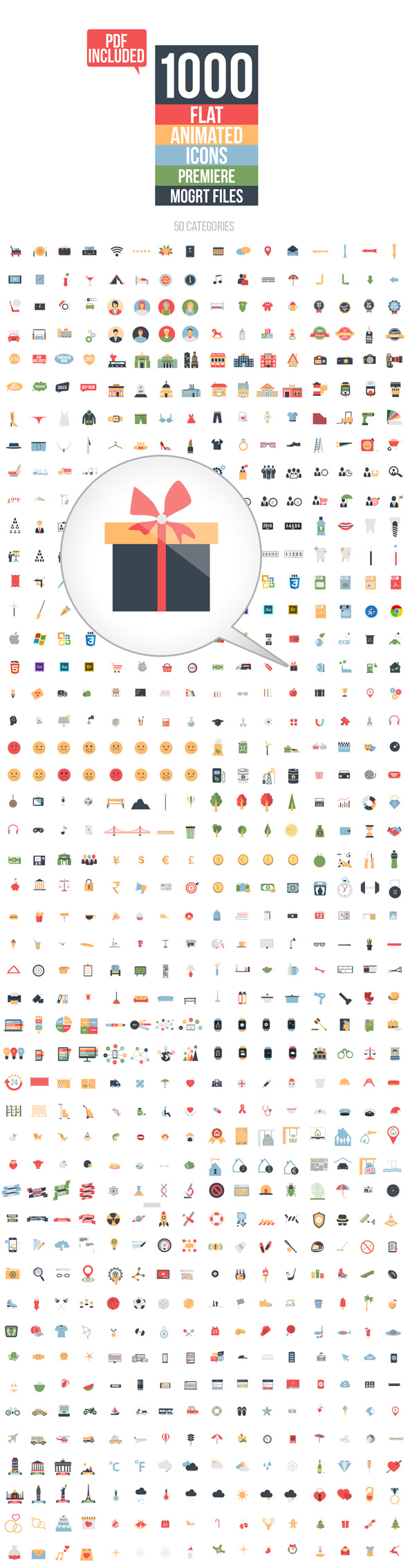 PR预设-1000组扁平化图标ICON动画基本图形Premiere预设-图片3