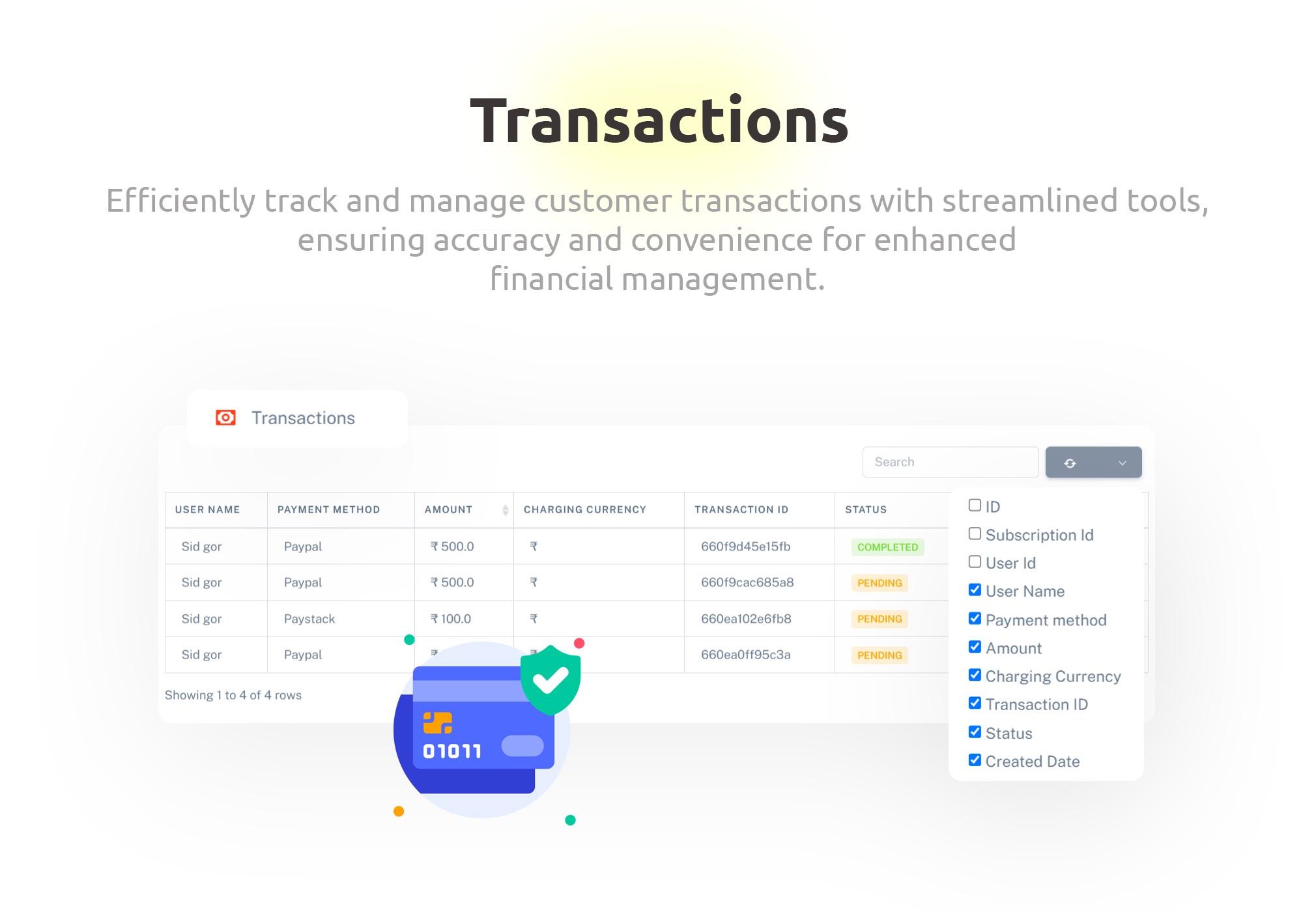 Transactions - Taskify SaaS - Project Management, Task Management & Productivity Tool