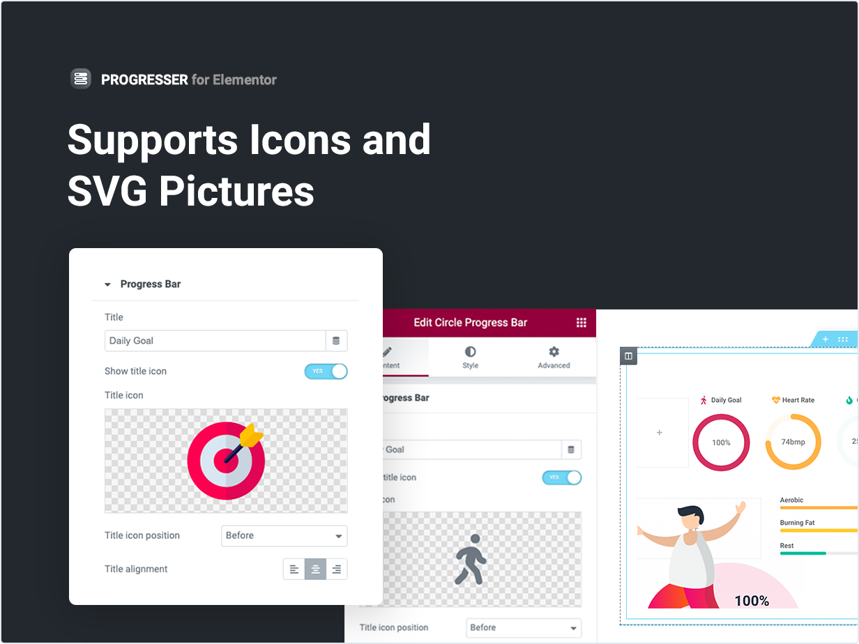 Supports Icons and SVG Pictures