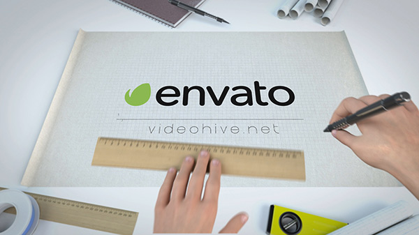 Blueprint Scroll Logo Reveal Bundle - 3