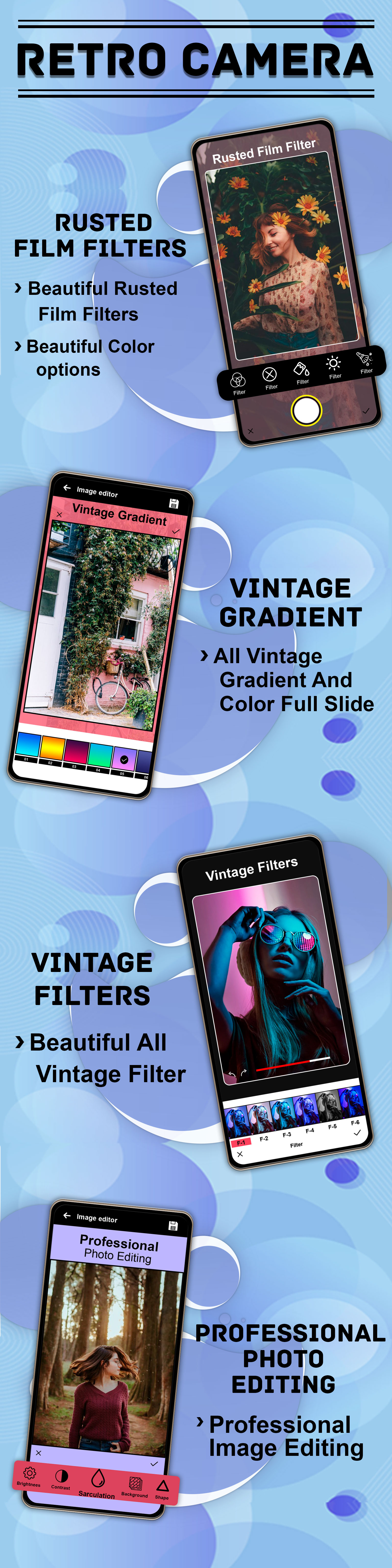 Retro Camera Vintage Camera Filters Photo Effects - Light Photo Editor  Retro Filters - Photo Effects by Elveeinfotech, image size:1600x6403