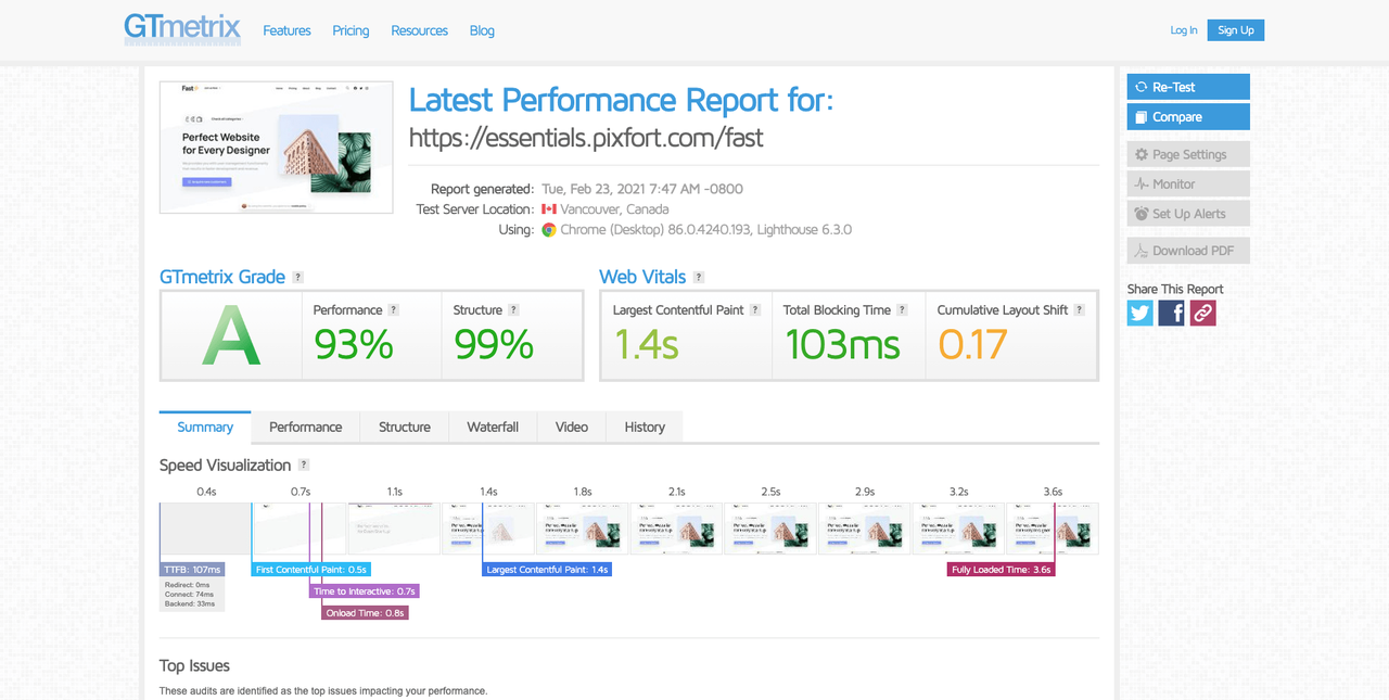 essentials-fast-wpbakery-demo-gtmetrix
