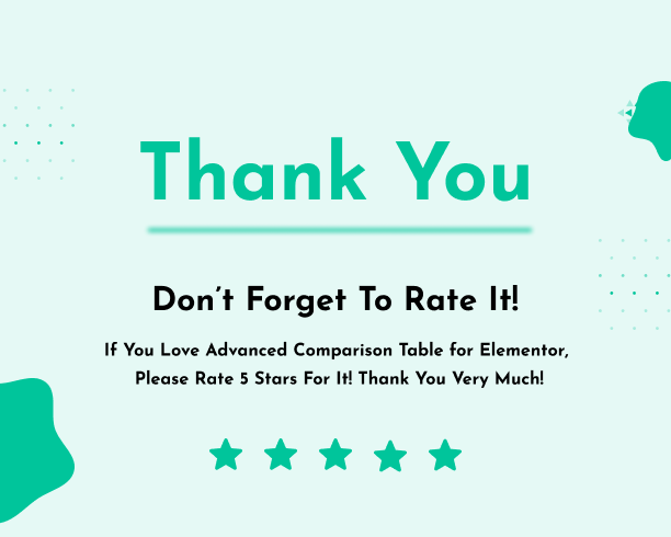 Thank You for Purchase - Advanced Comparison Table for Elementor
