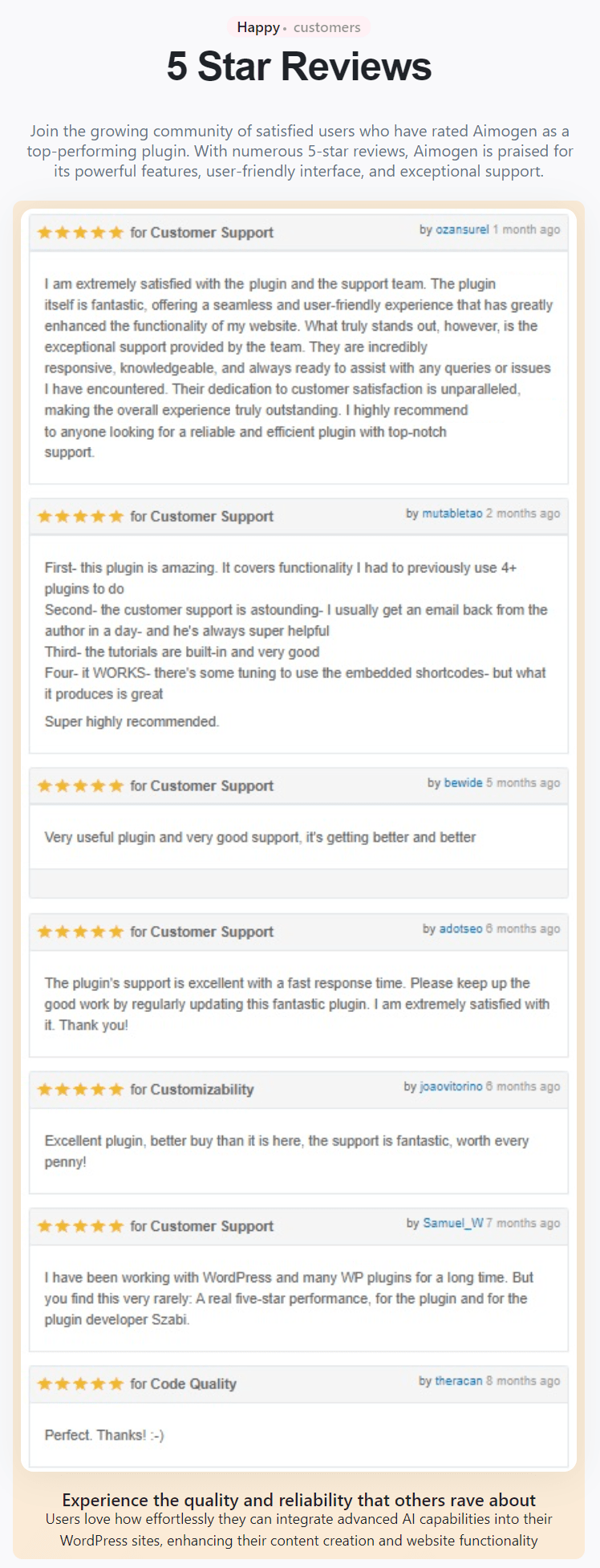 Customer reviews