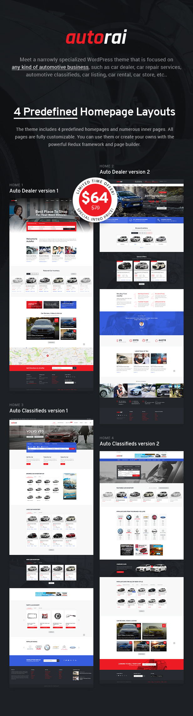 Avtorai- Car Dealer & Automotive Classified WordPress Theme - 1