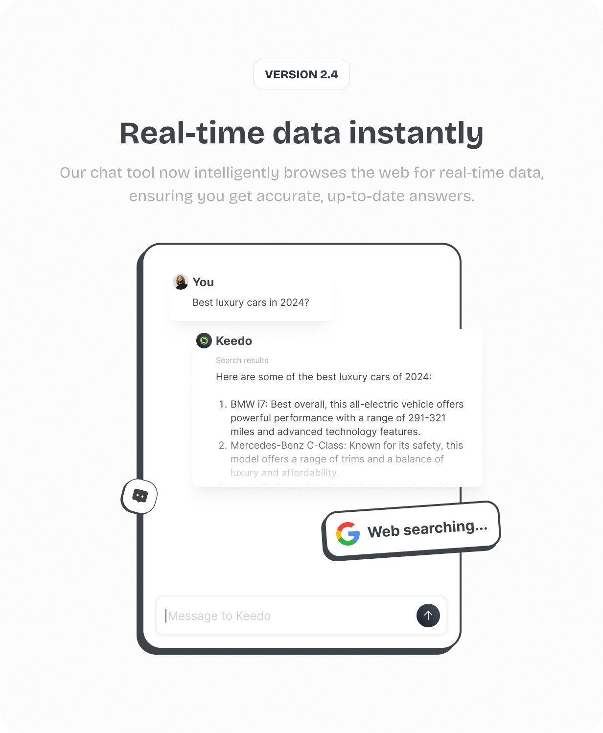 Real-Time Data at Your Fingertips - Our chat tool now has web browsing capabilities! It intelligently searches for real-time data and determines when browsing is necessary to provide you with accurate and up-to-date answers. @heyaikeedo #aikeedo