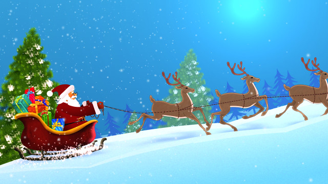 Merry Christmas & Santa Claus' sleigh by masterdot | VideoHive