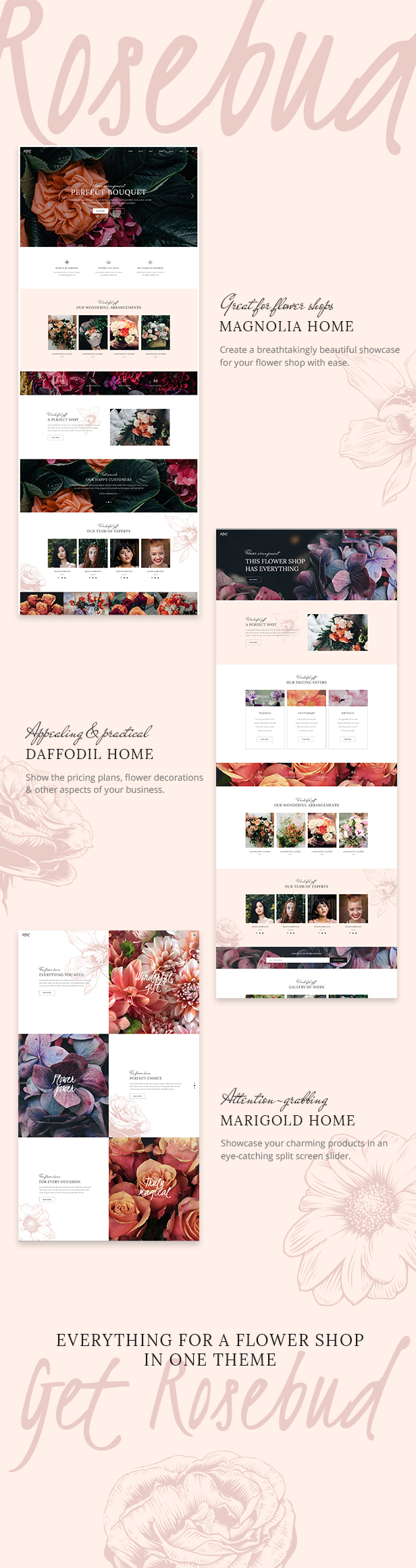 Rosebud - Tema WordPress para floristas e floristas - 1