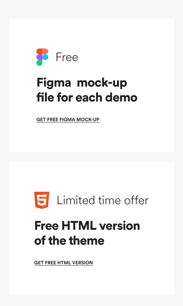 Free Figma mock-up file for each demo and HTML 5 Template.