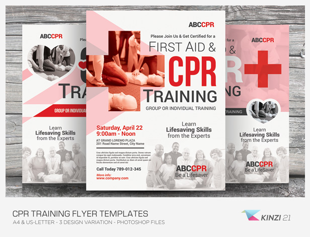 CPR Training Flyer Templates vol.02 by kinzi21 | GraphicRiver