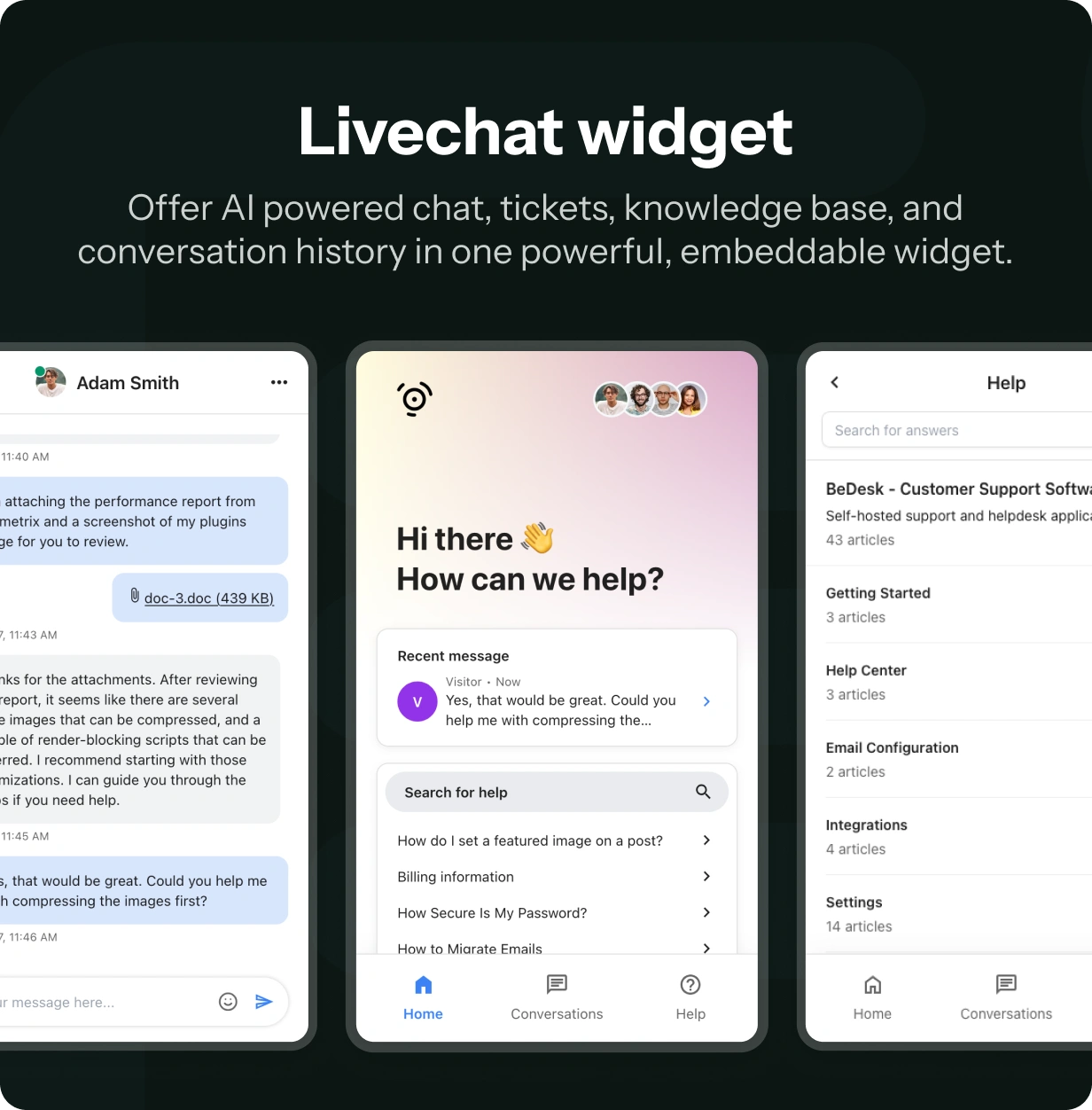 Complemento de chat ao vivo para a plataforma de suporte BeDesk - 2