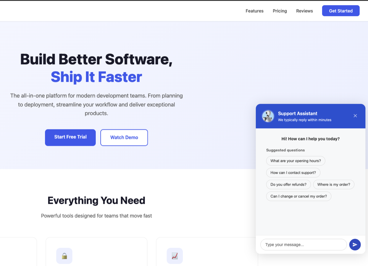 AI Chatbot Widget on Website - Perfex CRM Chatbot with Suggested Questions and Lead Capture