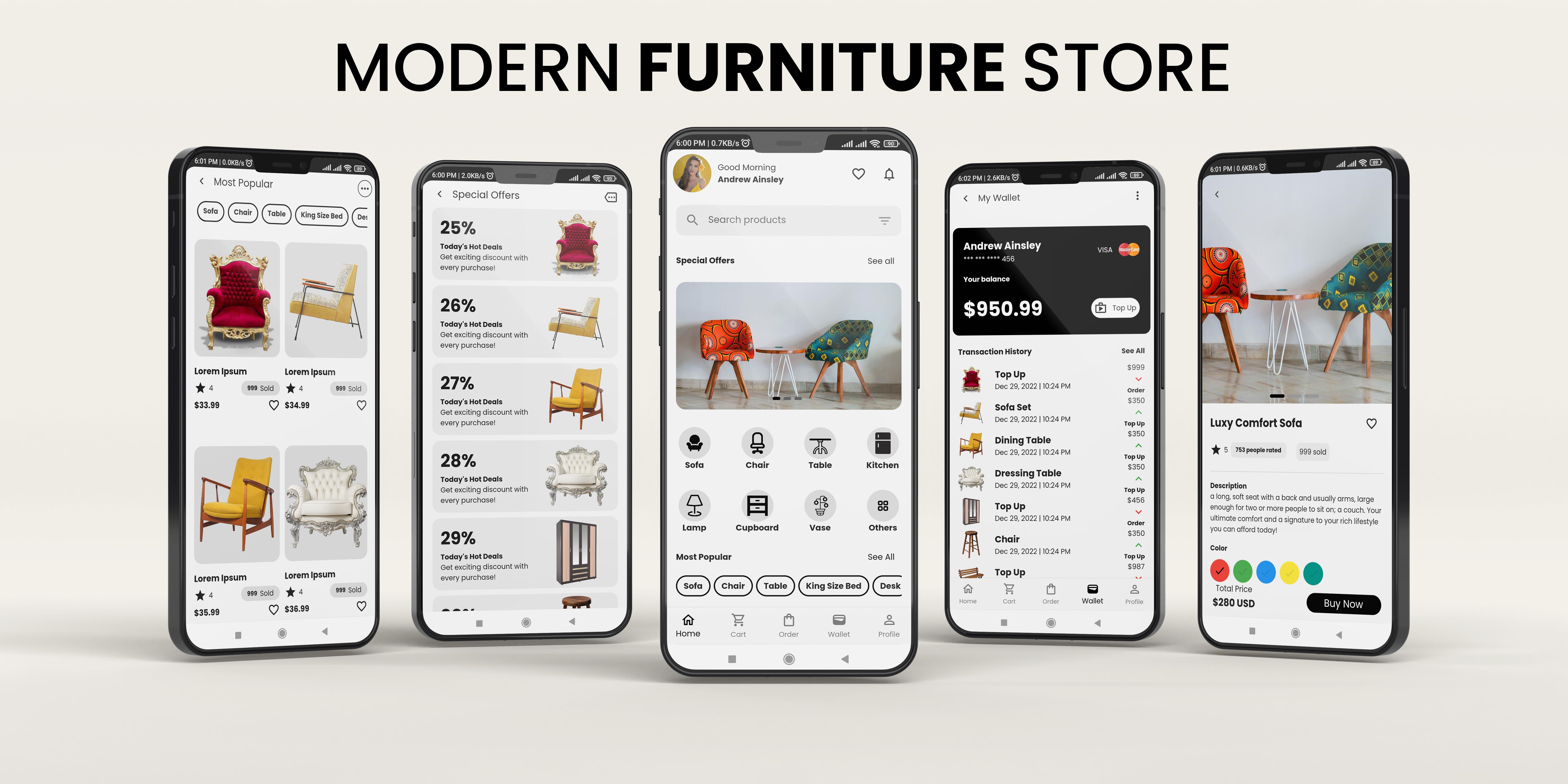 Furniture Store Flutter Mobile App UI Kit Template