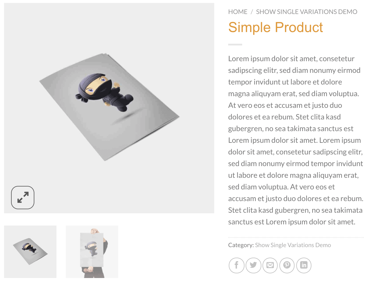 Caixa de luz e zoom da galeria de produtos WooCommerce