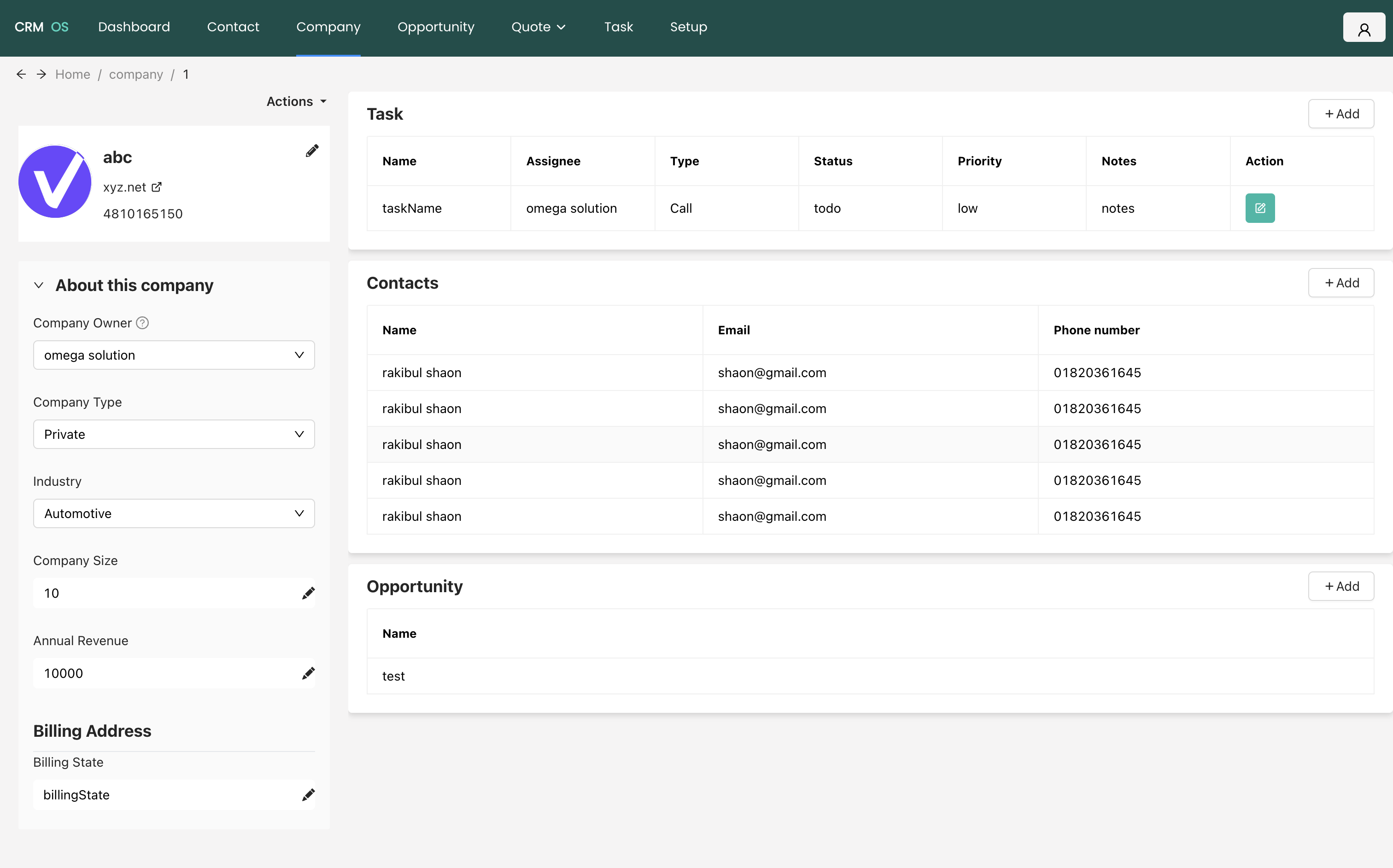 CRM OS - Dashboard