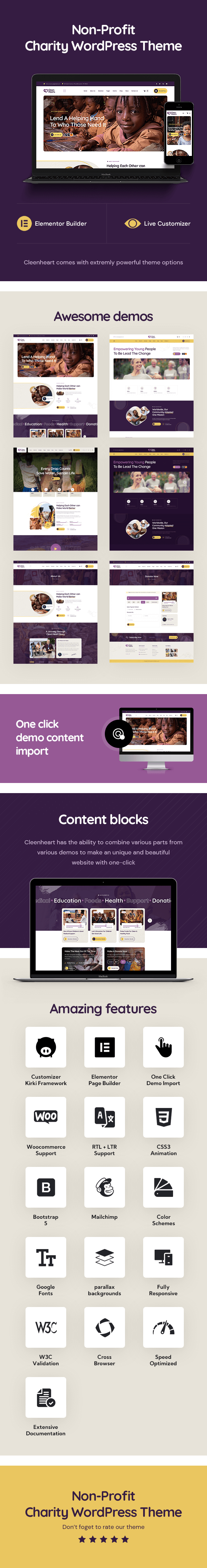Cleenhearts - Non Profit Charity WordPress Theme