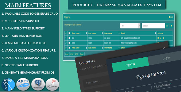 PDOCrud – Advanced PHP CRUD application (Database Management System)