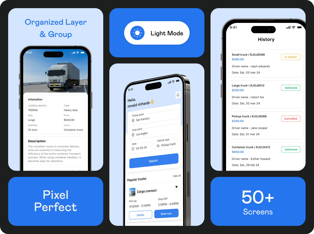 TruckerZone UI template | Online Truckload Booking App in Flutter | FreightFlow App Template - 12