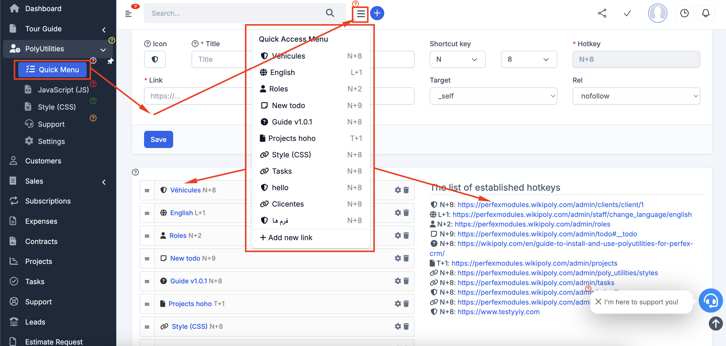 PolyUtilities for Perfex CRM: Quick Access Menu, Custom JS, CSS, and More - 13